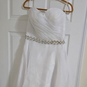 Elegant White Aline  Dress with Embellished Waist